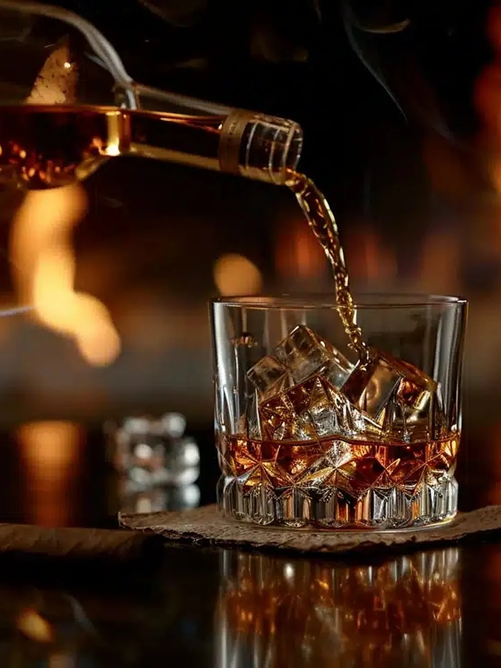 Whisky pouring into a glass